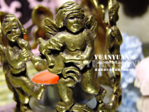European return western vintage antiques Old Angel Band relief thick brass cup holder Candlestick lipstick holder