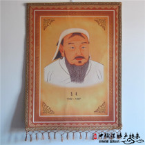 Mongolian felt painting wool felt painting Inner Mongolia Genghis Khan portrait custom hanging painting hot handmade restaurant decoration painting