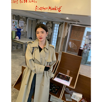 ADA MISS Autumn new heavy fashion temperament gold buckle loose long waist khaki windbreaker coat women