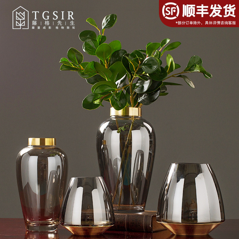 Modern simple transparent glass vase Nordic creative home soft decoration living room flower ornaments