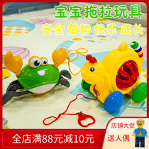 Baby drag toddler toys 1-3 years old children early education puzzle pull crab snail dinosaur elephant sheep