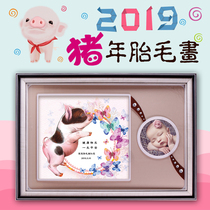 2019 Year of the Pig Zodiac baby fetal hair painting pure handmade diy newborn gift baby fetal hair souvenir