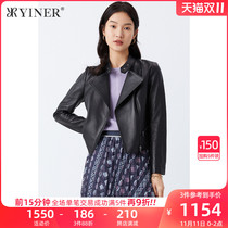 YINER womens 2021 autumn new fashion foreign style slim short leather leather leather