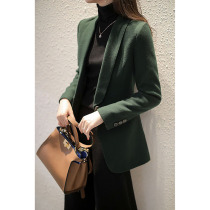 JOLIMENT dark green woolen blazer jacket 2021 Spring and Autumn New English style high end temperament wool suit