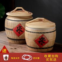 Jingdezhen rice cylinder ceramic with lid household rice barrel damp insect seal 20 catty 30 catty 50 catty of storage rice box face cylinder