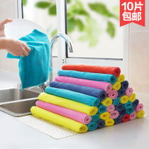 Fine fiber absorbent rag thickened non-falling dishwashing cloth 10 strips kitchen household non-stick oil towel cleaners