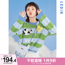 Lemachi sweet ranch needle weaselwear lady with lazy wind 2022 spring new striped blouse with playful fur coat