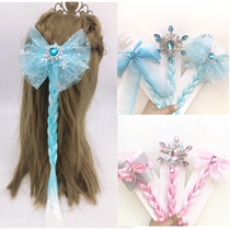  Childrens performance wig Frozen Aisha braids Princess cos wig Holiday party play ponytail hair accessories