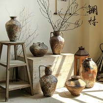 Ceramic coarse pottery vase quaint Zen pottery jar retro wagi wind ornaments handmade B & B hotel flower arrangement hydroponics