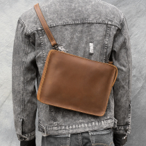 Mens dermis Handbags Mad Mapi Bull Leather Handmade Retro single shoulder Inclined Satchel Briefcase A4 File Bag Girl
