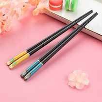 Alloy chopsticks single pack a pair of portable couple models a pair of non-slip mildew household cute cats and dogs personality creativity