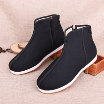 Old Beijing Cloth Shoes Mens Pure Artisanal Ground Floor Gown for Spring and Autumn Llocking in High Gang Single Shoes Chinese Wind Retro