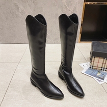 ck erwin European station pointed boots ~ rear zipper knight boots thick bottom high boots plus velvet cotton boots