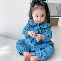 Korean spring baby clothes one-piece female baby princess Western style long-sleeved climbing clothes spring and autumn thin outer wear romper