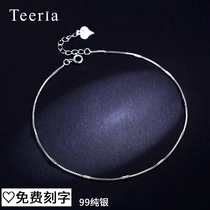 Silver ankle chain female sterling silver 999 sexy antique ankle chain simple thin foot chain male tide Korean niche design Net Red