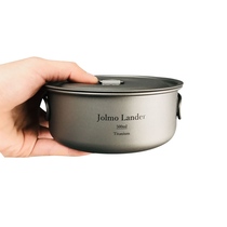 Jolmo Lander pure titanium bowl ultra light camping children titanium bowl folding handle 300ml 500ml 800ml