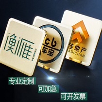 24K gold badge custom-made square badge brooch custom-made high-end beauty salons