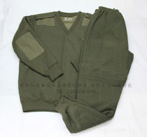 03 suede suit Army green blue warm anti-cold version cotton coat with elderly suede suede pants cotton sweater