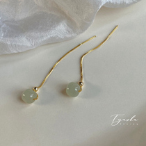 TYUSHA Temperament Natural and Tanyu Transfer Everest Everest American 14K Bag Gold Earrings Ear Hanging Woman Anti-Allergy