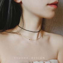 TYUSHA designed American imports 14k Bag Gold double neckchain female neckchain short neckchain Choker simple