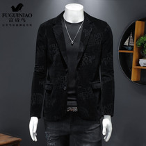 Rich bird autumn and winter new mens suit jacket Korean version of the trend casual slim fit wild corduroy top mens clothing