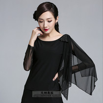 Three-step jitterba sailor dance bow bright diamond lotus leaf modern dance coat adult practice clothes dance clothes