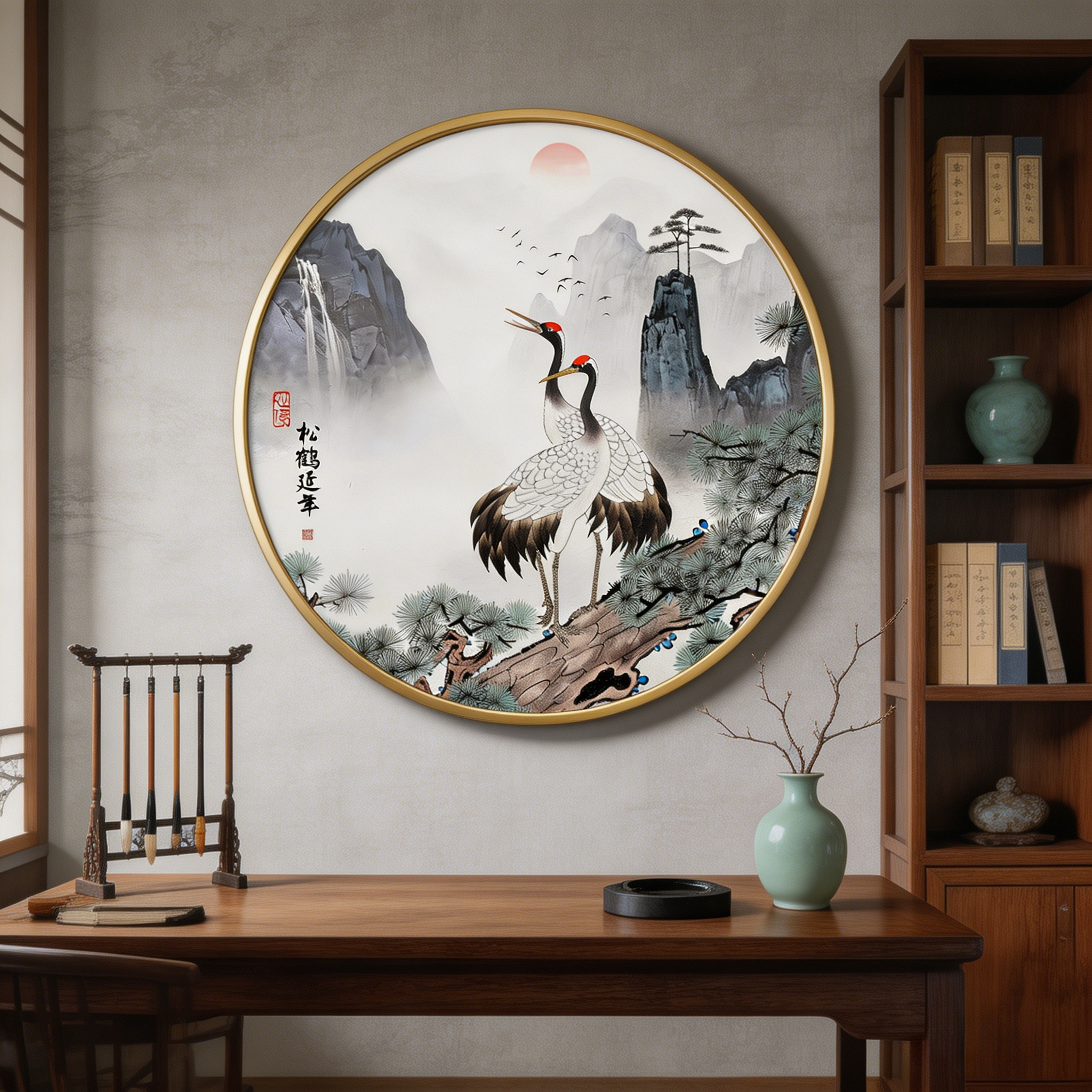 旺运山水松鹤挂画-旺运山水松鹤挂画促销价格、旺运山水松鹤挂画品牌- 淘宝