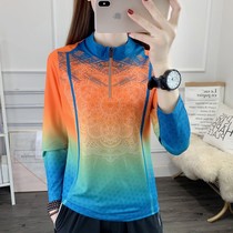 Outdoor quick-drying clothes long sleeve womens print thin autumn sports T-shirt running fitness stretch breathable quick-drying top