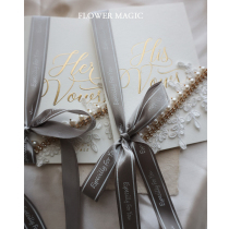 Oath card beautiful high-end heavy industry lace Groom Bride wedding vow card swearing Speech Handwritten bronzing