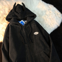 The secret storage of Bear Paw humorous design waffle horn hat oversize Korean trend couple 2021