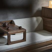 Jubilee new Chinese Luo Han bed solid wood push and pull dual use black walnut living room furniture old elm telescopic sofa bed