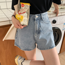 Lu Xiaotuan group high waist thin light denim shorts a-line straight hot pants womens tide wide legs summer loose little man