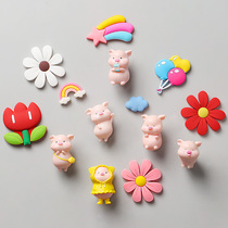 Personality creative mini powder pig refrigerator stickers cute magnetic stone micro landscape decoration magnetic message board magnetic stickers