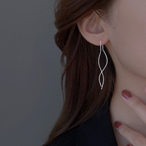 925 Pure Silver Streaming Su Earrings Woman 2021 New Tide Length Design Sense Anti-Lose Earline Temperament Earrings 2022