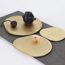 Feling home Modern simple thin brass tray Nordic art tea tray light luxury decorative plate ornaments