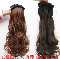 (Hair hoop type) matte one-piece long curly hair half-head wig piece can straighten the hair clip large wave thickening