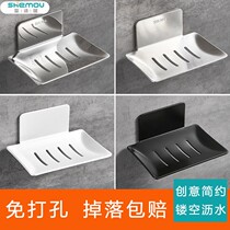 Bathroom soap box creative drain stainless steel non-perforated soap dish toilet rack suction cup wall-mounted