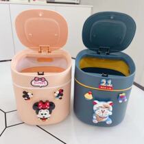 ins Wind desktop small trash can Tube home living room childrens book table bedroom bed head with flip top storage bucket box