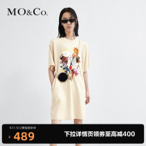 (Blockbuster Supplement) MOCO summer fun print loose short sleeves long T-shirt dress dress niche design sense