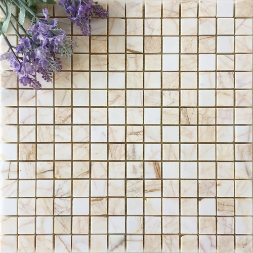 Желтая мраморная изогнутая мозаика на стену, паук