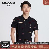 LiLang official polo shirt male 2022 Summer Fashion metropolitan embroidery jacquard micro-slings black turtlenecks T-shirt male