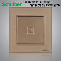 Golden tempered glass panel 86 type four-core TEL wall phone switch socket telephone line socket panel
