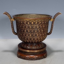 Ancient Play miscellaneous Tai Ming Xuande Year pure red copper embossed GOLDEN FOO SUXIANG FURNACE BAG OLD PAO REAL COLLECTION PRODUCTS OLD THINGS