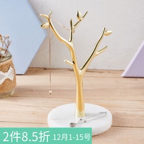 Export single marble seat metal jewelry hanger gold-plated display rack branch jewelry rack ornaments