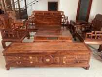 Classical furniture Wooden Huanghuali seven-piece living room clubhouse sofa Taishi chair Tea table Flower rack chair TV cabinet
