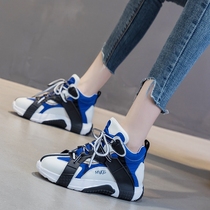 High womens shoes ins tide 2021 Autumn New Wild Korean version of thick-soled shoes leather sports casual father shoes
