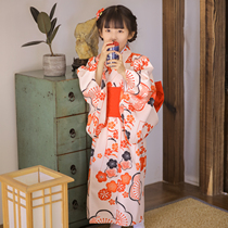Orange dot Japanese children kimono Japanese Kimono Girl dress costume Chinese style winter Little Red Plum