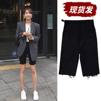 Pregnant women denim shorts women Spring and Autumn riding leggings wear thin five-point pants wool shorts spring and summer pants