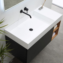 Custom white one-piece upper basin artificial marble sink small apartment type thin side wash basin wash bathroom