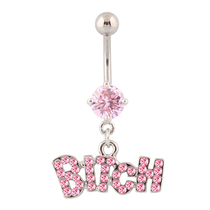 Anti - allergic navel cord but sensitive medical steel crude needle letter BITCH pendant human puncture jewelry